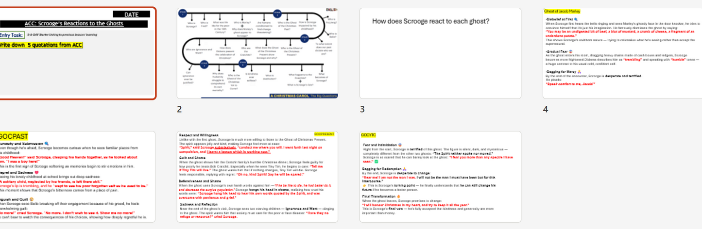 A Christmas Carol: Reaction to the Ghosts Revision
