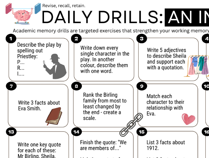 Daily revision drills recall and retrieval for GCSE English students