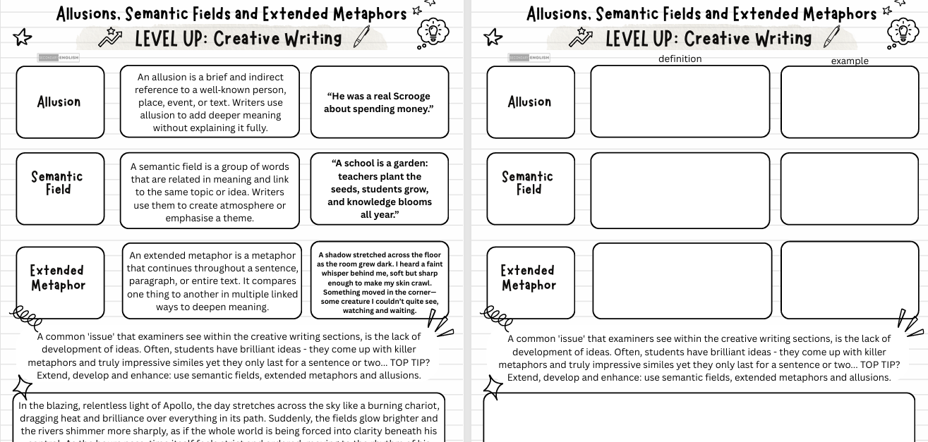 Creative Writing Skills for Secondary English