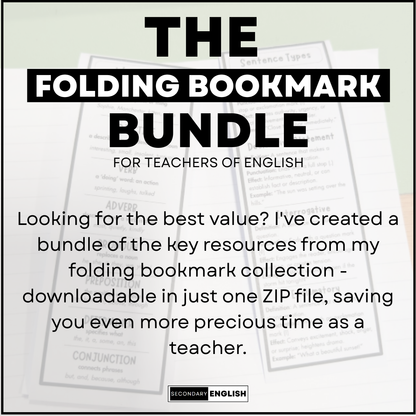 Looking for the best value? I've created a bundle of the key resources from my folding bookmark collection - downloadable in just one ZIP file, saving you even more precious time as a teacher.