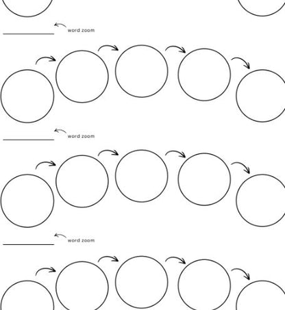 Template with circular shapes and directional arrows on a white background