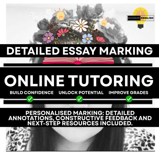 English GCSE detailed essay marking personalised next steps, providing constructive, examiner-style feedback that clearly explains what has been done well, where marks have been lost and, most importantly, exactly how to improve with supportive resources included for next steps and feed-forward actions.