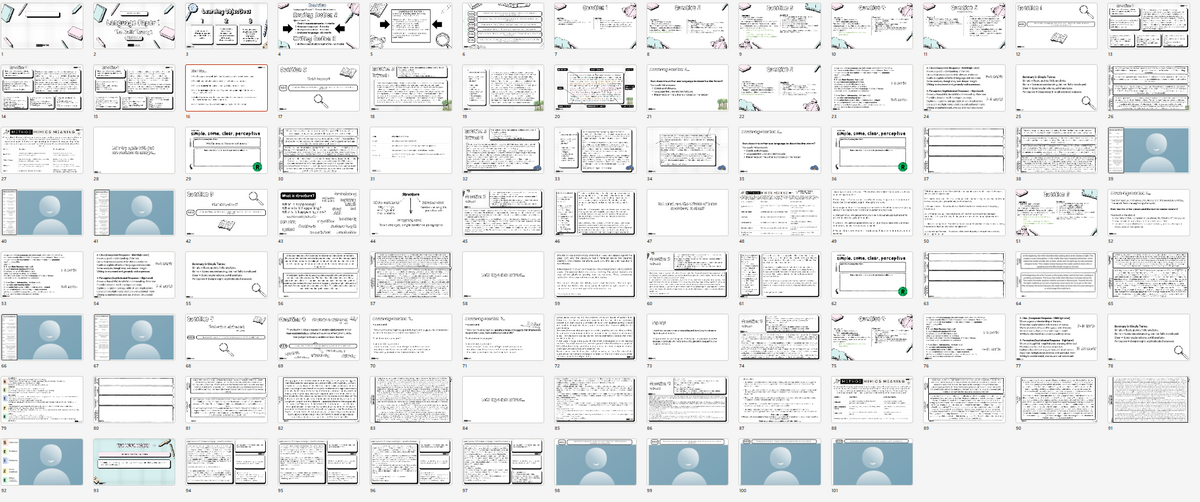 A large grid of many small document or form templates laid out on a white background, with some pages showing blue-gray placeholder avatar areas and blocks of text. This is not a clean product photo, not a lifestyle scene, and not a measurement chart, color swatch, or instruction diagram; it reads as a digital template/preview sheet, so subject_type is Other.