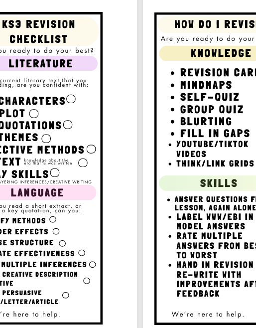 KS3 English Revision Checklist
