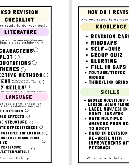 KS3 English Revision Checklist