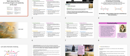 A collage of multiple educational slide or worksheet pages arranged in a grid, including text panels, diagrams, and a landscape photo. This is not a clean product photo, not a lifestyle scene, and not one of the auxiliary product-specific types like measurement chart, color swatch, or instruction diagram for a retail product.