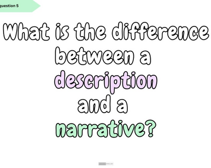 Narrative VS Description english teacher resource