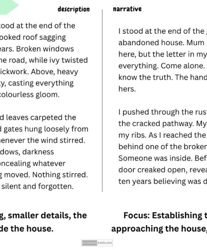 Narrative VS Description download resource