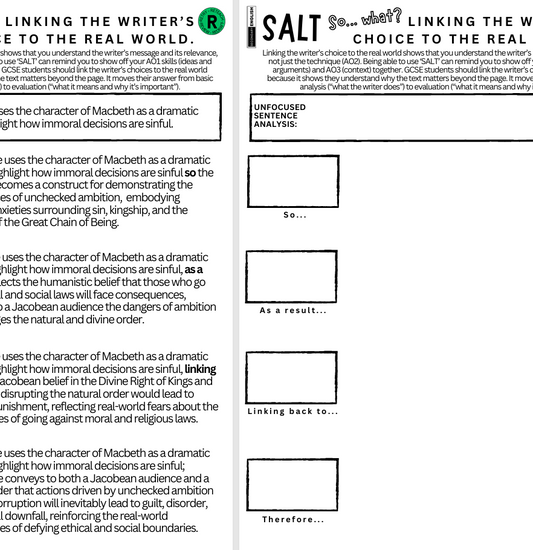 SALT: So what? Linking AO1 to AO3.