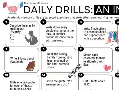 Daily Drills: An Inspector Calls. Revise, retain, recall.