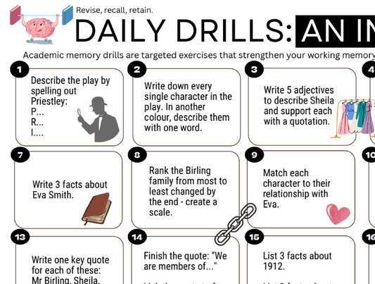 Daily Drills: An Inspector Calls. Revise, retain, recall.