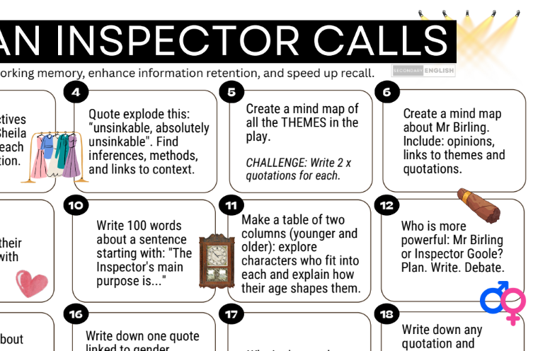 Daily Drills: An Inspector Calls. Revise, retain, recall.
