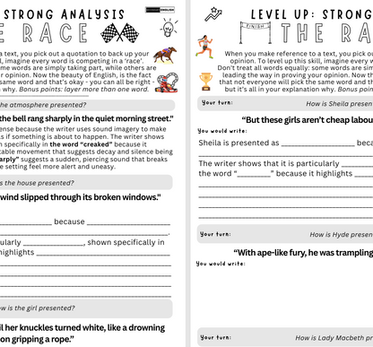 Word Analysis: The RACE. English teacher resource.
