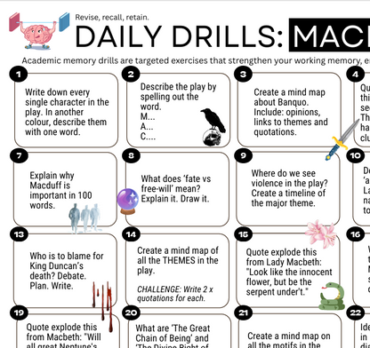 Daily Drills: Macbeth. Revise, recall, retain.