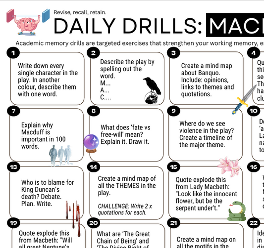 Daily Drills: Macbeth. Revise, recall, retain.