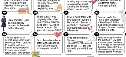 A digital preview of a book activity worksheet featuring 24 illustrated reading comprehension and writing prompts, designed for educational use.