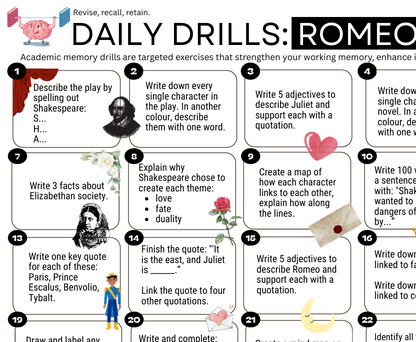Daily Drills: Romeo and Juliet. Revise, recall, retain.