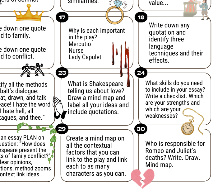 Daily Drills: Romeo and Juliet. Revise, recall, retain.