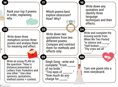 Daily Drills: Love and Relationships Anthology Poetry, Revise, recall retain.