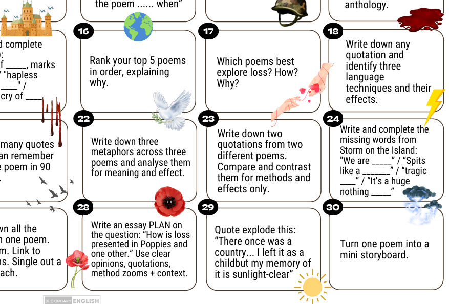 Daily Drills: Power and Conflict Anthology Poetry. Revise, recall, retain.