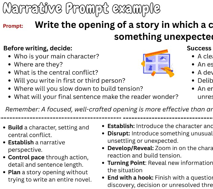 Planning a Narrative Prompt Mat - Narrative Creative Writing
