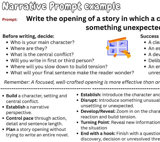 Planning a Narrative Prompt Mat - Narrative Creative Writing