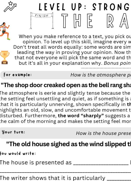 Word Analysis: The RACE. English teacher resource.