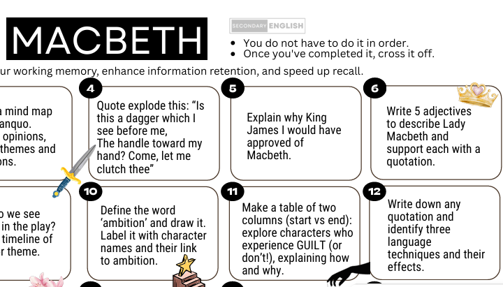 Daily Drills: Macbeth. Revise, recall, retain.