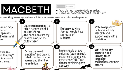 Daily Drills: Macbeth. Revise, recall, retain.
