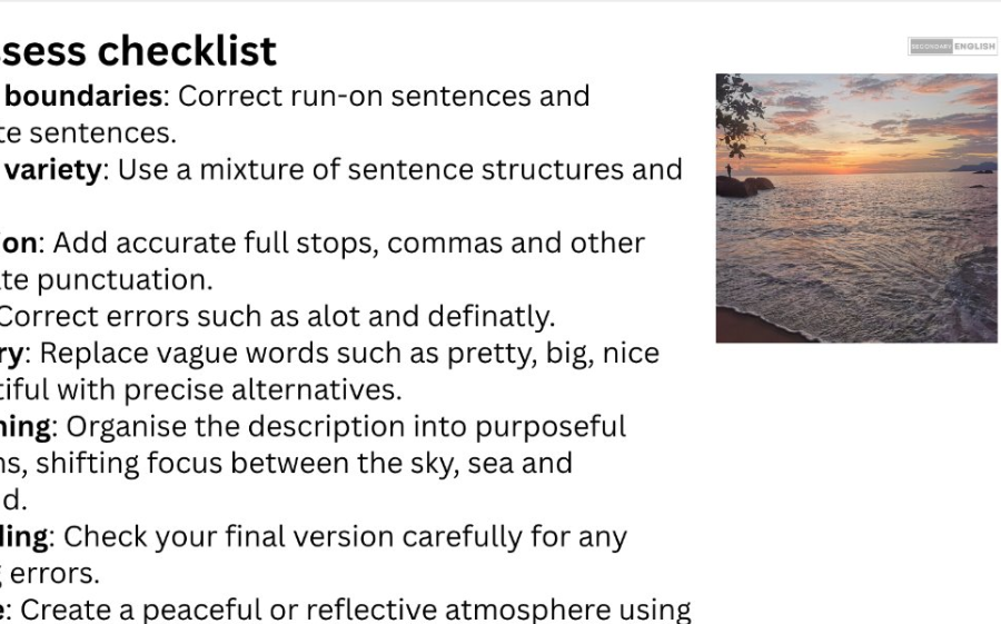 Correct/Improve these: Creative writing models and non-models - 9 slides
