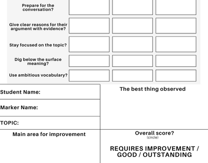 Feedback: Speaking and Listening Feedback Sheet