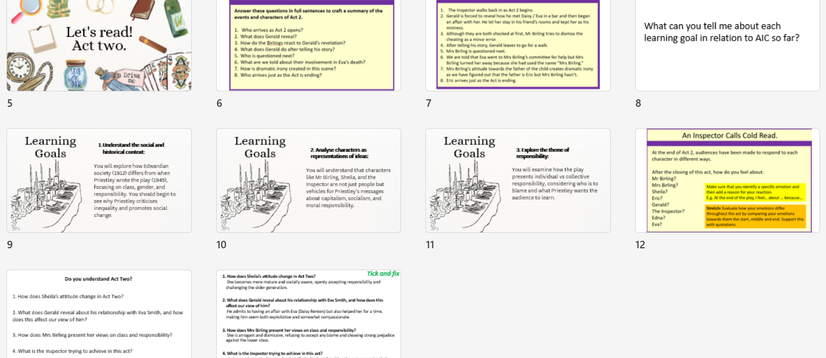an inspector calls cold read lessons 1-3