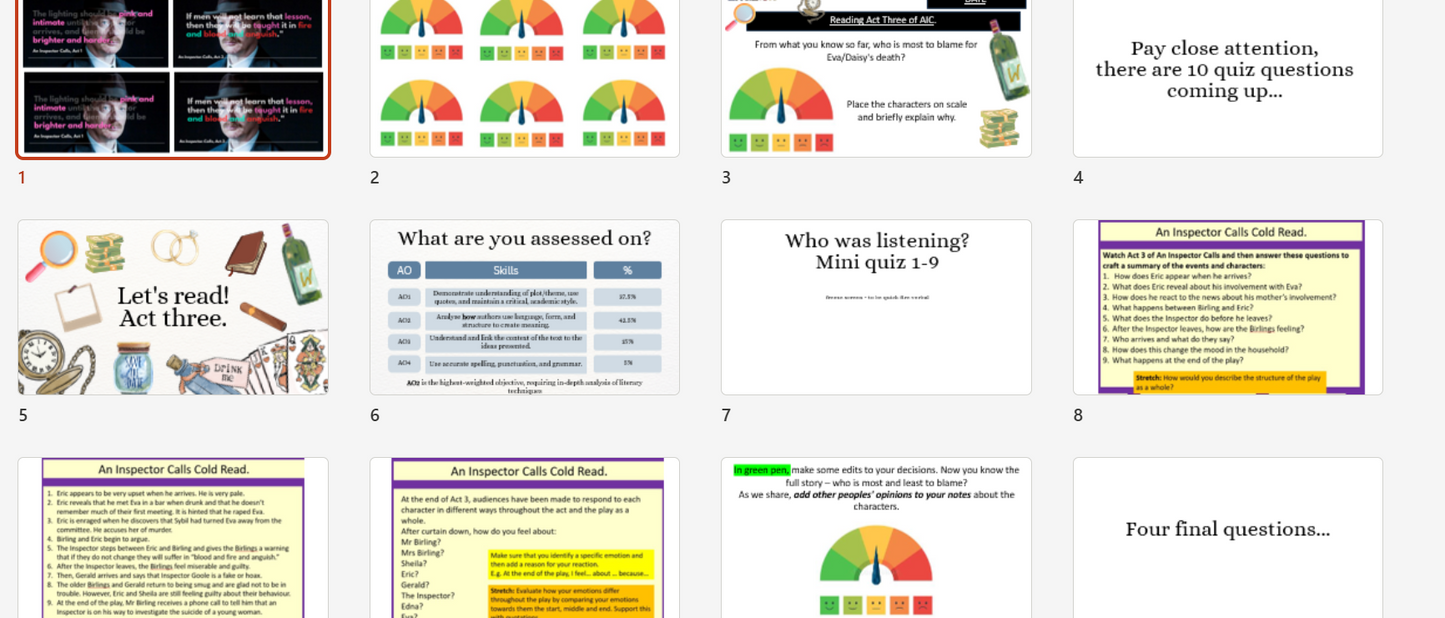 an inspector calls cold read lessons 1-3