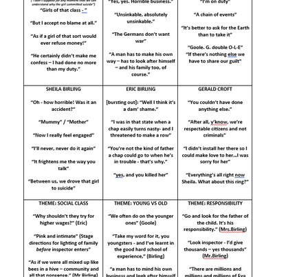an inspector calls key quotations per character and key theme