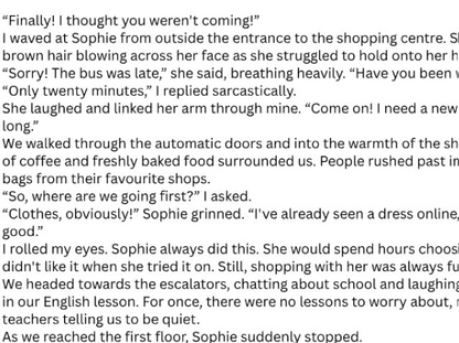 Creative Writing Model Answers Grade 5 and Grade 8 - Narrative and Description - in line with AQA ENGLISH GCSE Secondary level.