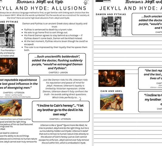 Allusions from 'Jekyll and Hyde' with chapter headings and images.
