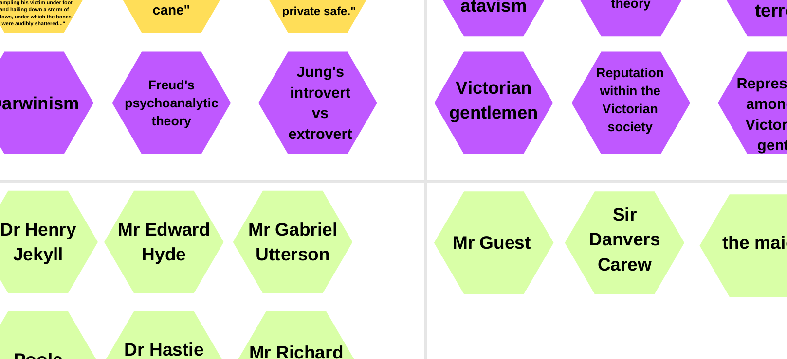 Hexagonal grid with text on a white background