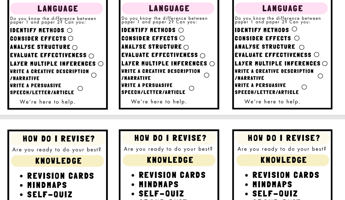 KS4 Revision Checklist GCSE English