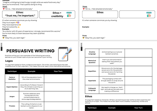 Creative Writing: Logos, Pathos, Ethos - Persuasive Writing