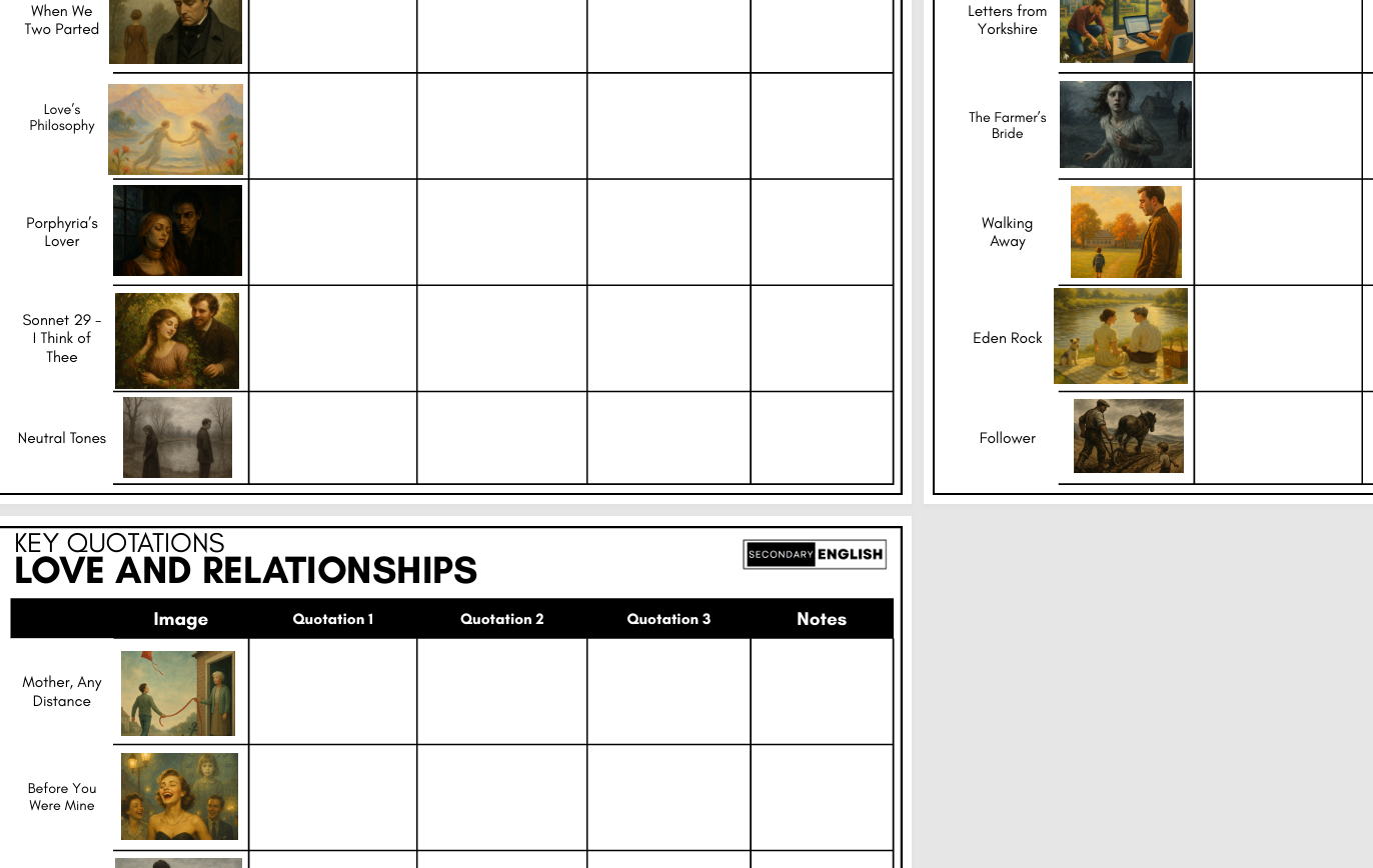 Anthology Poetry: L+R Quotation Grids with Images