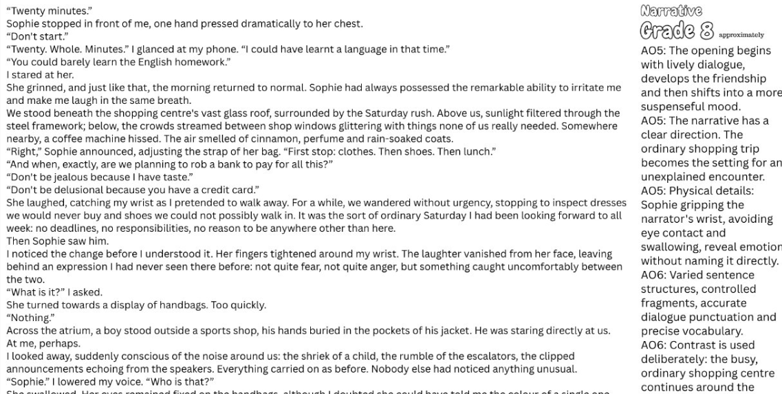 model answer grade 8 aqa english language