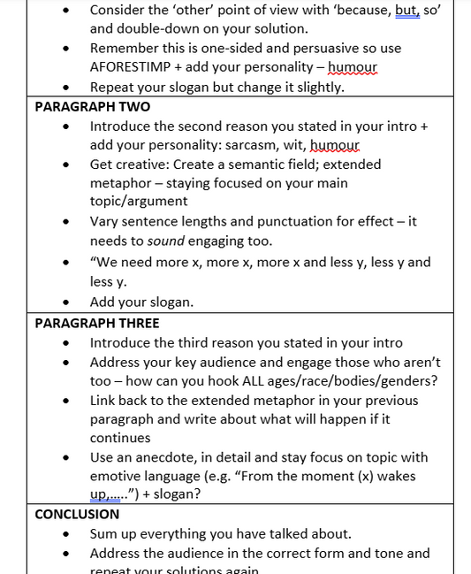Structure Strip: Persuasive Writing 
