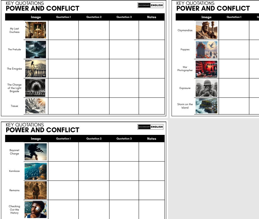 Anthology Poetry: P+C Quotation Grids with Images