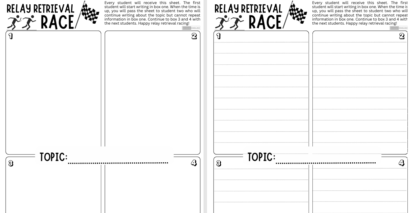 Relay retrieval race: gamify learning (x2)