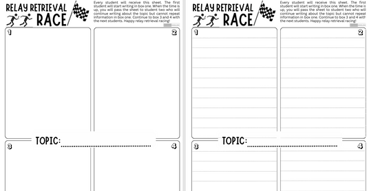 Relay retrieval race: gamify learning (x2)