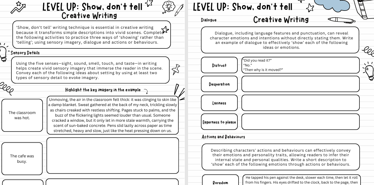 Creative Writing skills: Show, Don't Tell