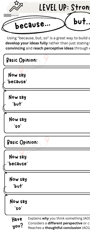 Strong Opinions: Because, But, So