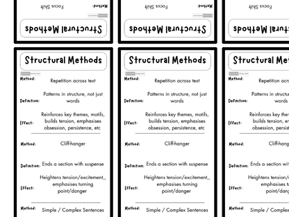 Sheet of paper with printed text on 'Structural Methods' in a grid layout.
