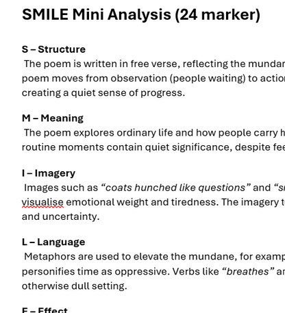 Unseen Poetry: Two Poems and SMILE Example Analysis