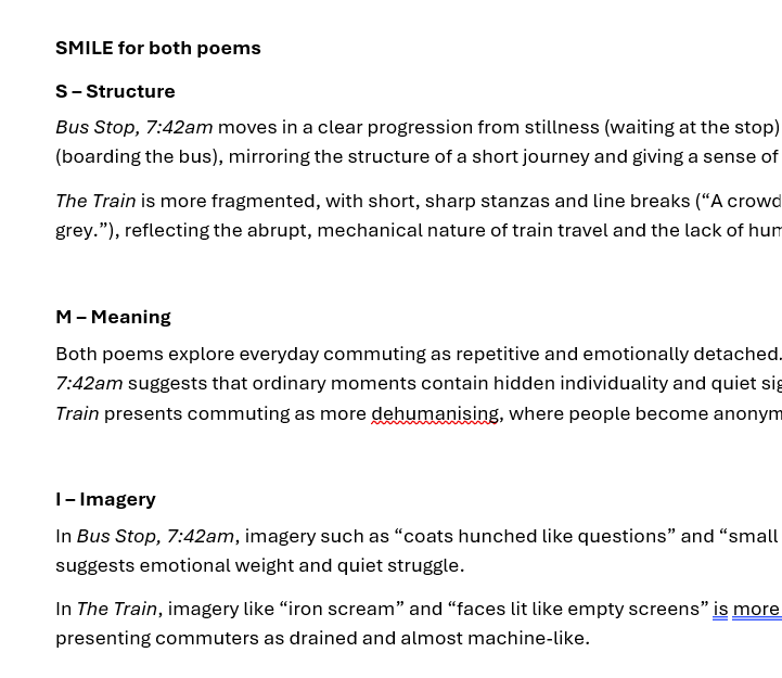 Unseen Poetry: Two Poems and SMILE Example Analysis